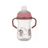 Canpol babies Pohárik so silikónovým náustkom, FirstCup, 250 ml, Bonjour Paris – ružový