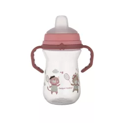   Canpol babies Pohárik so silikónovým náustkom, FirstCup, 250 ml, Bonjour Paris – ružový
