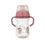 Canpol babies Pohárik so silikónovým náustkom, FirstCup, 250 ml, Bonjour Paris – ružový