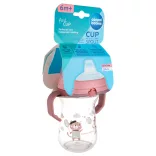 Canpol babies Pohárik so silikónovým náustkom, FirstCup, 250 ml, Bonjour Paris – ružový