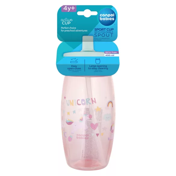 Canpol babies Športová fľaša s výklopným náustkom, Unicorns, 400 ml
