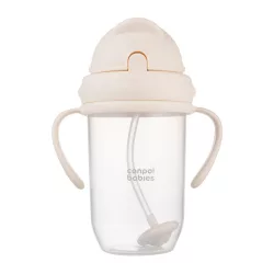  Canpol babies Ťažký pohárik s brčkom, 270 ml, krémová farba