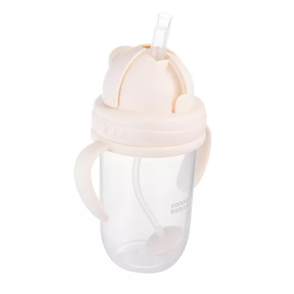 Canpol babies Ťažký pohárik s brčkom, 270 ml, krémová farba