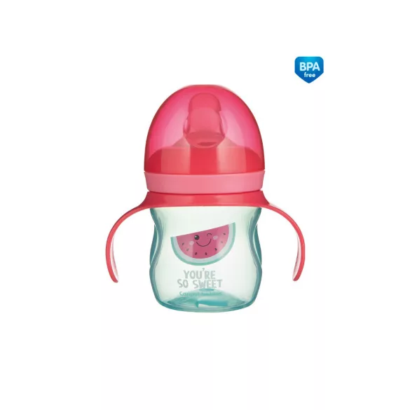 Canpol babies Cvičný pohárik so silikónovým ventilom, 150 ml, SO COOL - ružový