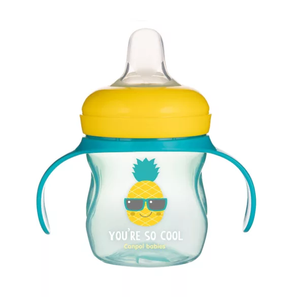 Canpol babies Cvičný pohárik so silikónovým ventilom, 150 ml, SO COOL - tyrkysový