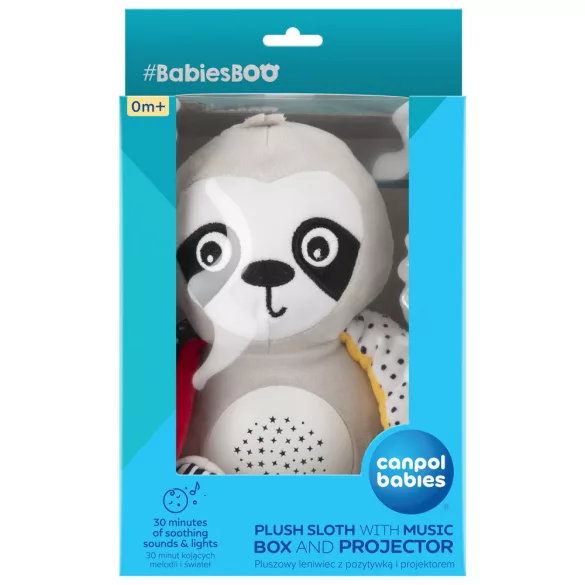 Canpol babies Senzorická hračka s melódiami a projektorom 3 v 1 BabiesBoo – leňoch