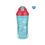 Canpol babies Športový pohárik so silikónovým viečkom a slamkou, 260 ml, lietadlá