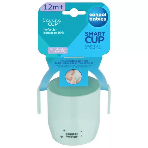 Canpol babies Pohárik SMART 180 ml 12 mesiacov+ – tyrkysový