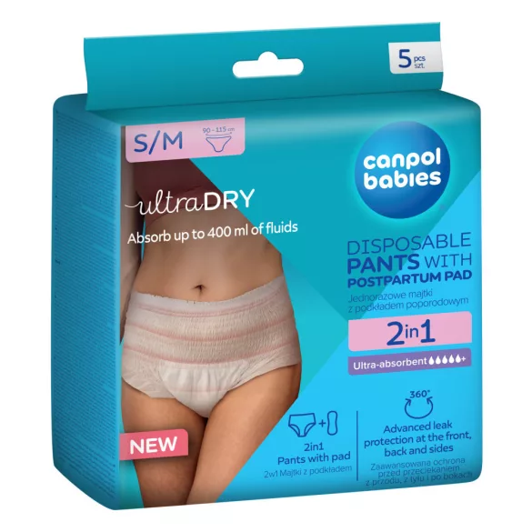 Canpol babies 2v1 popôrodné plienky 5 ks - S/M