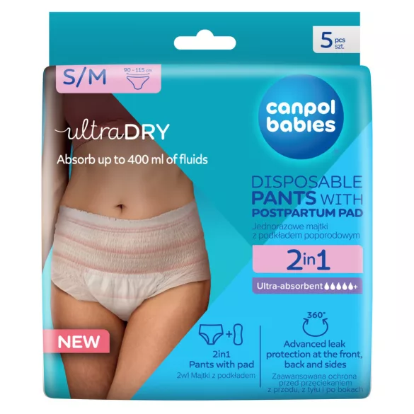 Canpol babies 2v1 popôrodné plienky 5 ks - S/M