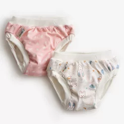   Vimse plienka na odvykanie od plienok - Pink Dots / White teddy (2 ks)
