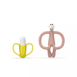   Matchstick Monkey Kúsacie hračka a banánová sada – pudrovoružová