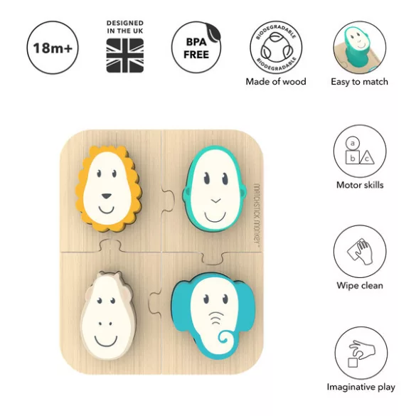 Matchstick Monkey Drevená skladačka so zvieratkami