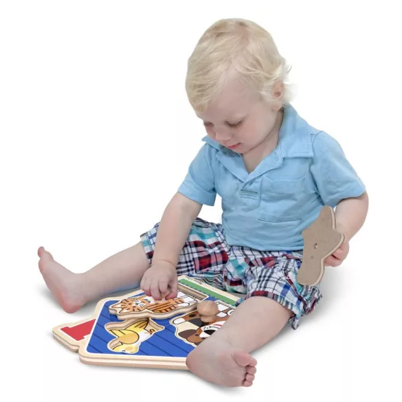 Melissa & Doug Drevená hračka na rozvoj zručností, Puzzle s úchytom