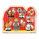 Melissa & Doug Drevená hračka na rozvoj zručností, puzzle s úchytom Farm