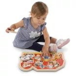 Melissa & Doug Drevená hračka na rozvoj zručností, puzzle s úchytom Farm