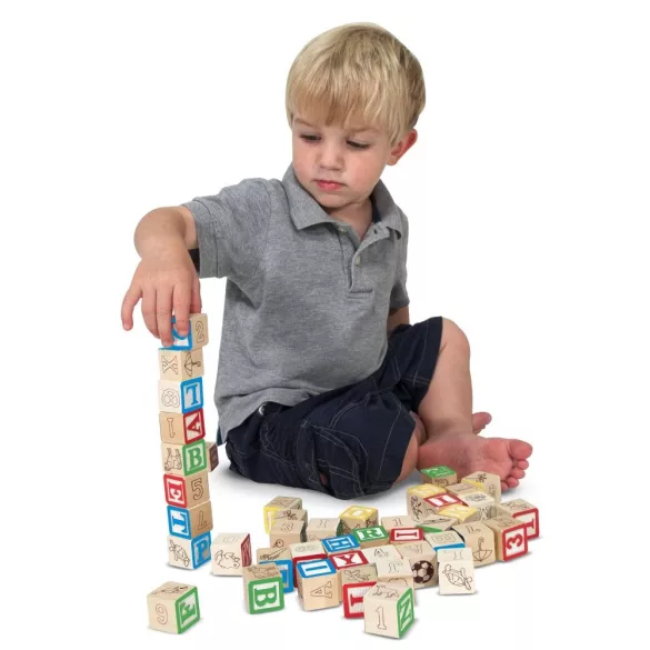 Melissa & Doug Drevená hračka na rozvoj zručností, abeceda a čísla