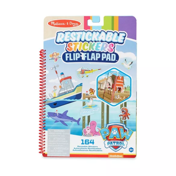 Melissa & Doug kreatívna hra, zošit s opakovane použiteľnými nálepkami, Paw Patrol – Zátoka dobrodružstiev