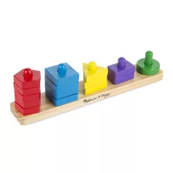  Melissa & Doug Drevená hračka na rozvoj zručností, veža na skladanie tvarov