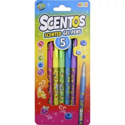 Scentos voňavé gélové perá, 5 ks – neónové farby