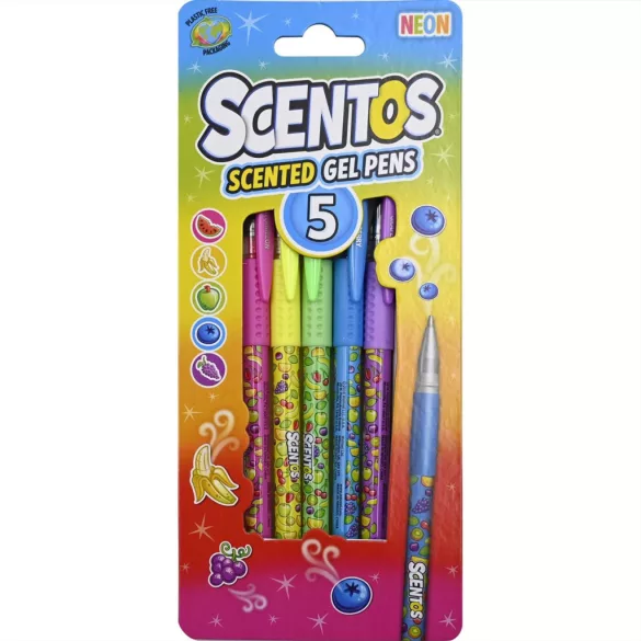 Scentos voňavé gélové perá, 5 ks – neónové farby