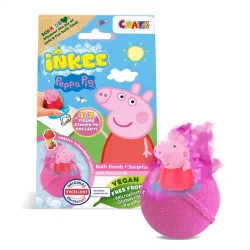   Craze Inkee vegánska kúpeľová guľa v balení s príchuťou jahodovej zmrzliny – s figúrkou Peppa Pig