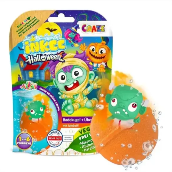 Craze Inkee vegánska kúpeľová bomba s prekvapením, Halloween – ovocné gumené cukríky