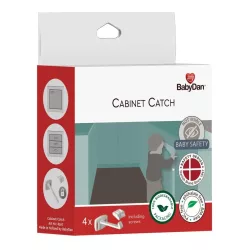   Baby Dan Cabinet Catch zámok, na dvere skríň a zásuvky, BIO, 4 ks