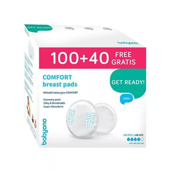 BabyOno Vložky do podprsenky, Comfort, jednorazové, 100 plus 40 ks, 296/140