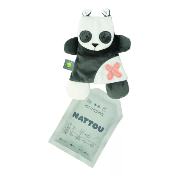 Nattou plyšová deka na spanie s gélovým vankúšom na studenú/teplú terapiu BuddieZzz – panda