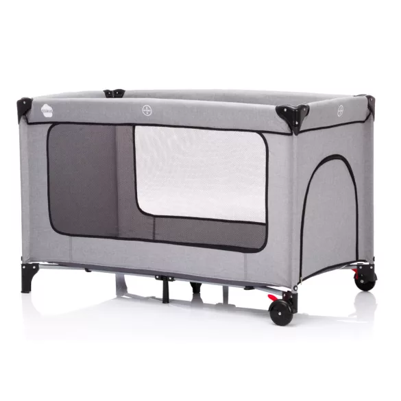 Cestovná postieľka Fillikid – Standard – na kolieskach, melírovaná sivá 4044-97