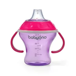   BabyOno Pohárik na pitie s mäkkým nekapajúcim náustkom, od 3 mesiacov, 180 ml, ružový, 1456/02