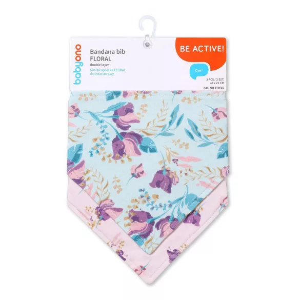 BabyOno Podbradník, trojuholníkový, 2 ks, Floral, 879/16