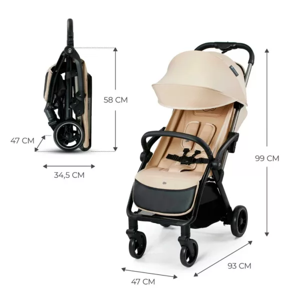 Športový kočík Kinderkraft Apino automata Dune béžový