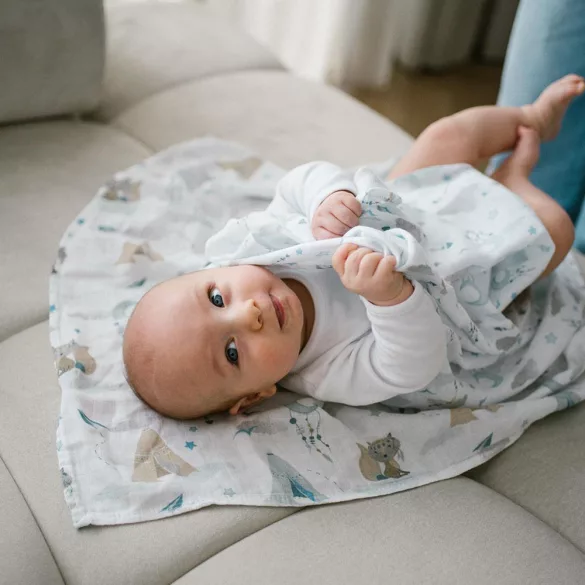 BabyOno bambusová textilná plienka farebná 3 ks – svetlo modrá 397/12