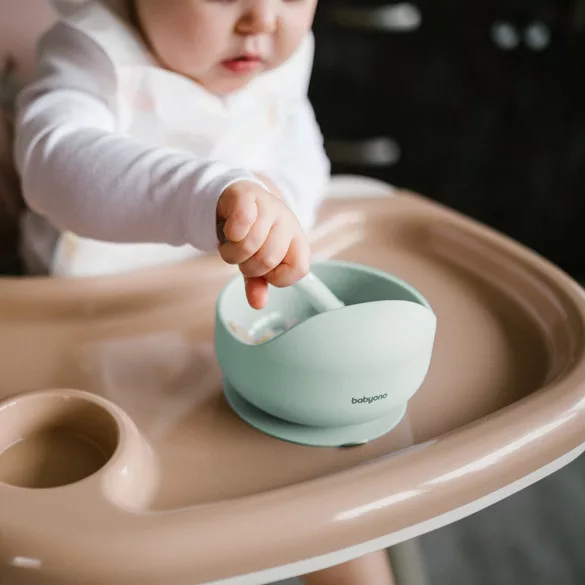 BabyOno silikónová miska s protišmykovou základňou – mätová 1481/03