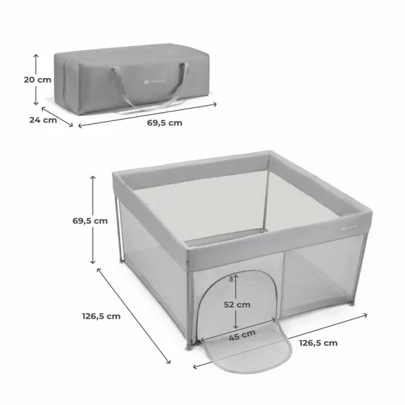 Cestovný ohrádka Kinderkraft 127 x 127 cm Ziki – sivá
