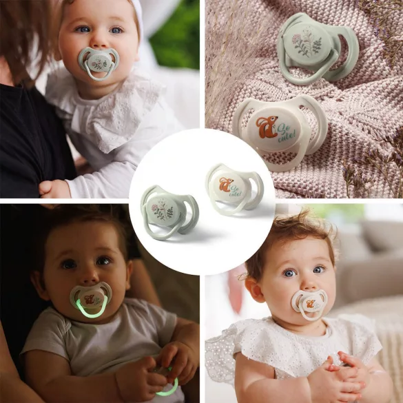 BabyOno symetrický silikónový dvojitý cumlík So Cute 6–18 mesiacov 1669/02