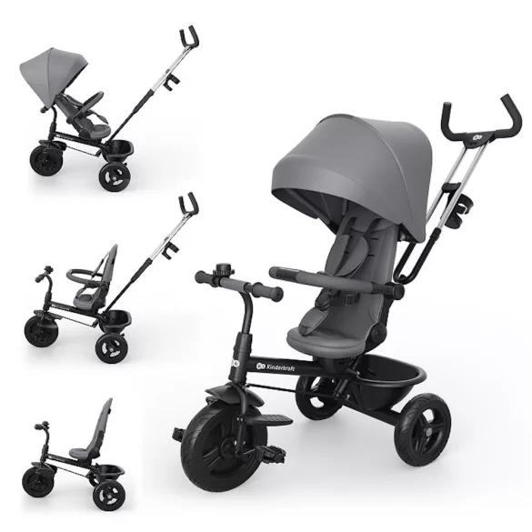 Trojkolesový bicykel Kinderkraft Aston 2 Plus, sivý