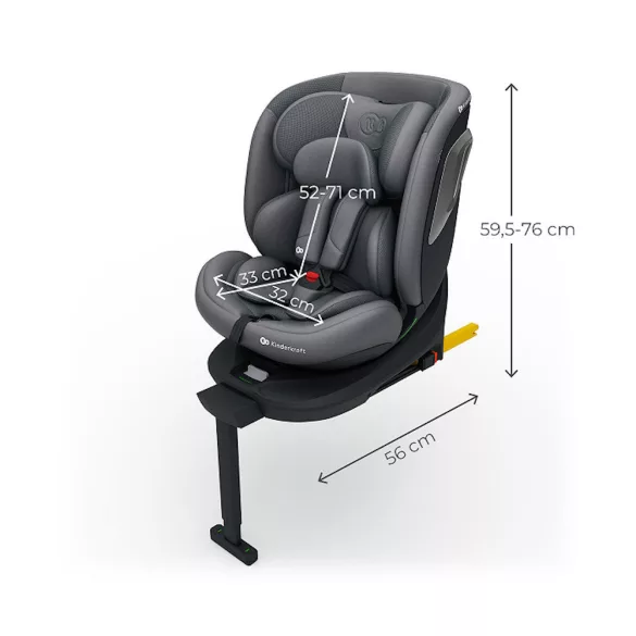 Detská autosedačka Kinderkraft I-360 Plus 2 i-Size Isofix 40–150 cm, sivá
