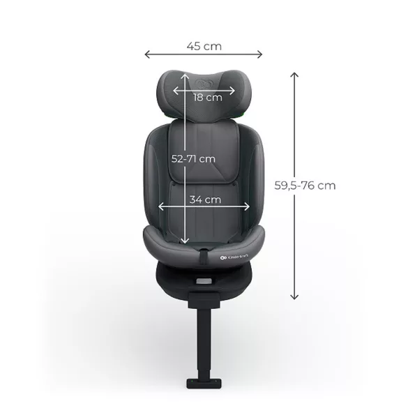 Detská autosedačka Kinderkraft I-360 Plus 2 i-Size Isofix 40–150 cm, sivá