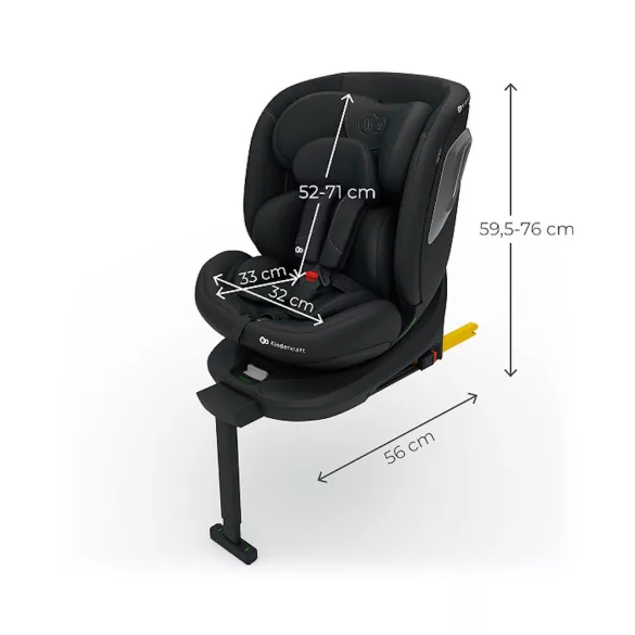 Detská autosedačka Kinderkraft I-360 Plus 2 i-Size s upevnením Isofix 40–150 cm, čierna