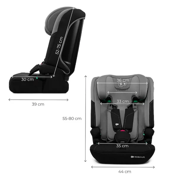 Detská autosedačka Kinderkraft s podsedákom I-COMFY i-Size 76–150 cm, tmavošedá