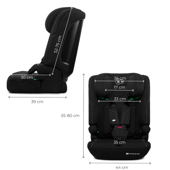 Detská autosedačka Kinderkraft s výškovým vkladom I-COMFY i-Size 76–150 cm, čierna