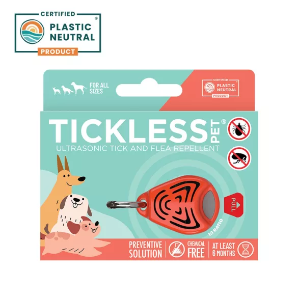 Tickless PET ultrazvukový odpudzovač kliešťov pre domáce zvieratá, oranžový