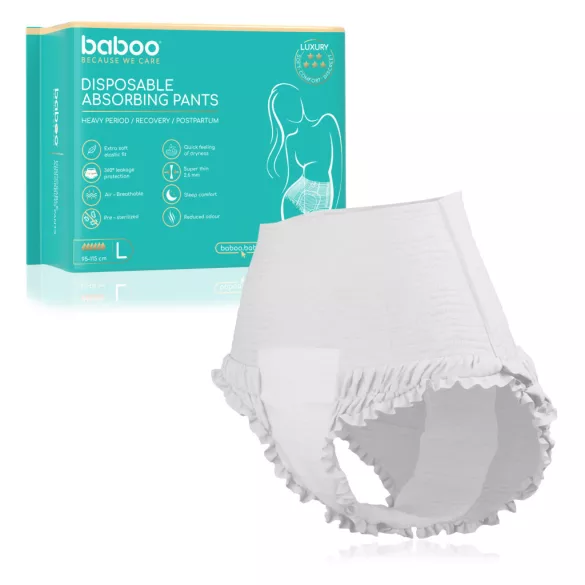 Baboo jednorazové absorpčné spodné prádlo, L, 5 ks