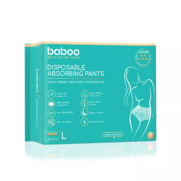 Baboo jednorazové absorpčné spodné prádlo, L, 5 ks