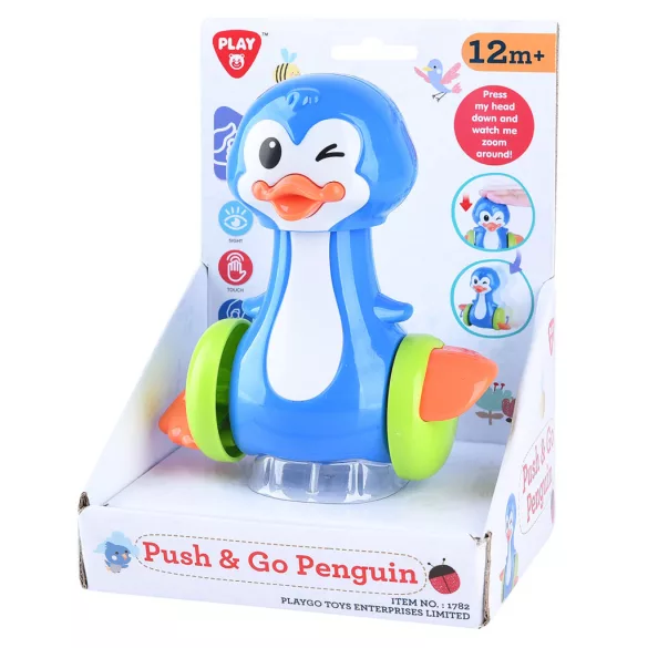 Playgo – stlač a kotúľaj – veselý detský tučniak