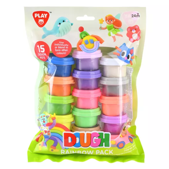 Playgo dúhová sada modelovacej hmoty (15 x 28 g, 9 základných farieb + 6 neónových farieb)
