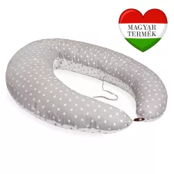   Scamp tvarovaný vankúš s gombíkovým lemom a bavlneným poťahom /LittleHeartWhiteGrey